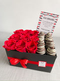 Caja de Rosas con fresas de chocolate