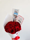 Cono bouquet de 10 rosas naturales
