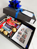 Caja con chocolates y marco de fotos