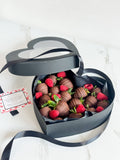 Box corazon de fresas con chocolate