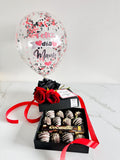 Caja Fresas con Chocolate, Cocosette y Rosas