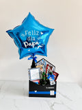 Arreglo caja sobre Cervezas con Globo y chuches