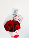 Cono bouquet de 10 rosas naturales