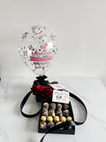 Caja Fresas con Chocolate, bombones y Rosas