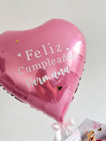 CAJA Sobre con rosas, chocolates y globo personalizado
