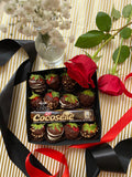 Caja Fresas con Chocolate, Cocosette y Rosas