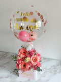 Caja de Flores con Globo burbuja personalizado