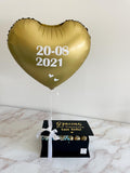 Caja propuesta sorpresa con globo metalizado personalizado con helio