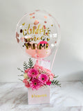 Caja de Flores con Globo burbuja personalizado