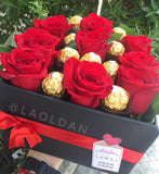 Caja de Rosas con globo