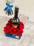 Caja de Rosas con Botella de Baileys